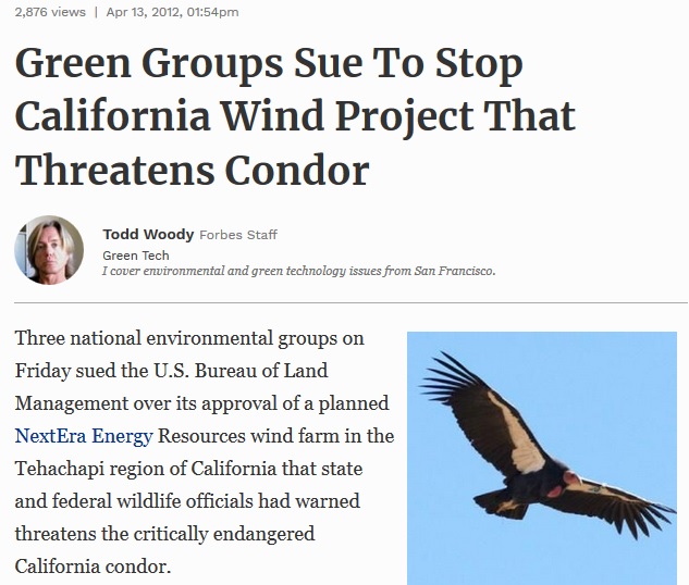 News link about Green Roups sueing California for Wind Farm